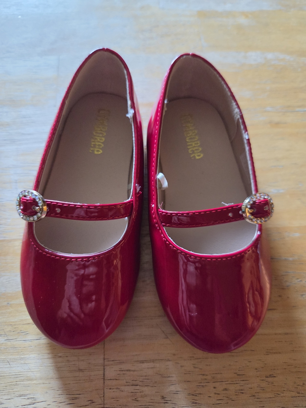 Gymboree Shiny Red Patent Mary Jane Shoes with Jeweled Strap